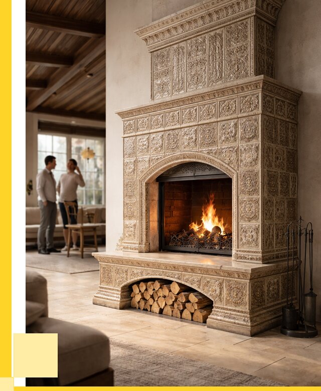 Купить изразцовый камин в Апшеронске от 256200 р. | ЭриданПшр