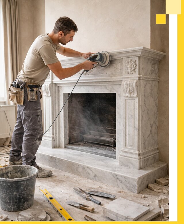 Изготовление и установка мраморных каминов в Апшеронске под ключ