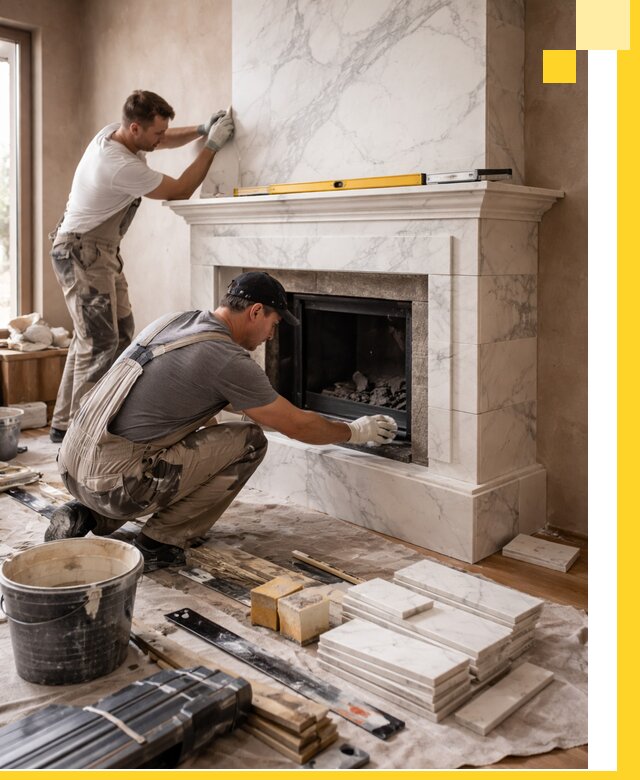 Отделка каминов в Апшеронске качественные облицовочные работы