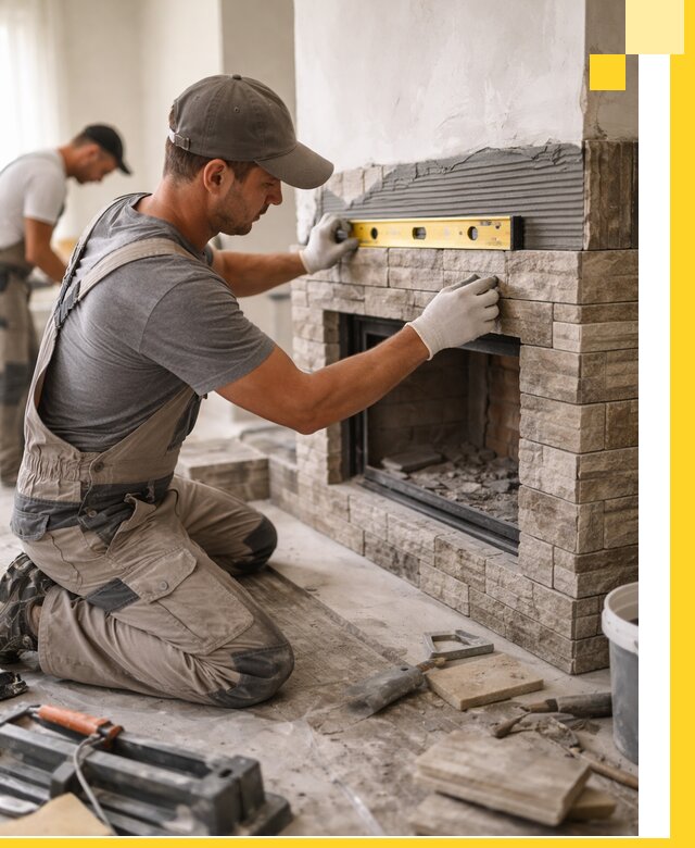 Облицовка каминов в Апшеронске, монтаж и отделка натуральным камнем