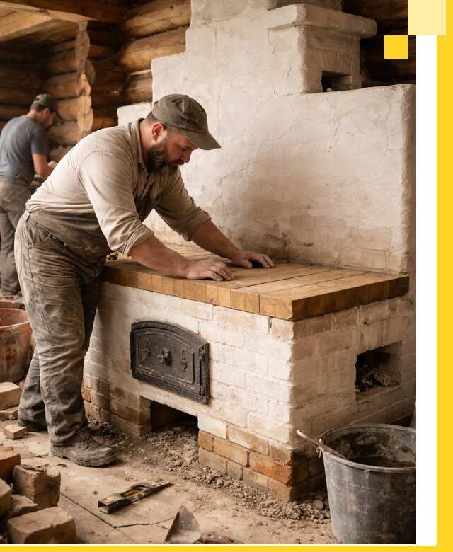 Проектирование и установка русской печи с лежанкой в Апшеронске