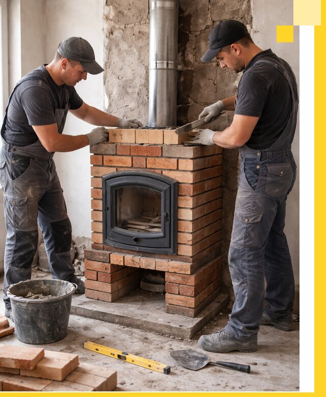 Монтаж печи камина под ключ в Апшеронске с гарантией и пусконаладкой