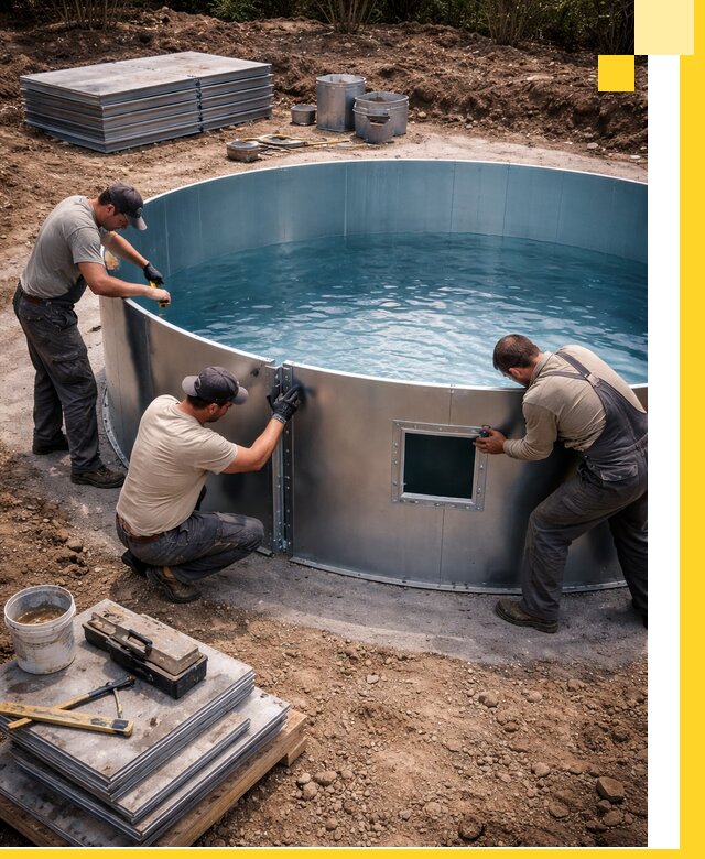 Круглые бассейны под ключ в Апшеронске проектирование и монтаж