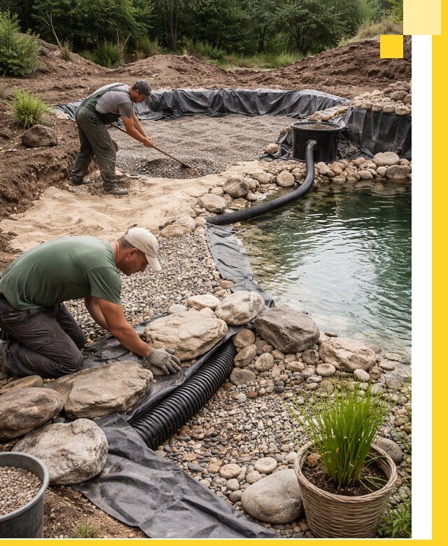 Строительство природных бассейнов и озер в Апшеронске под ключ