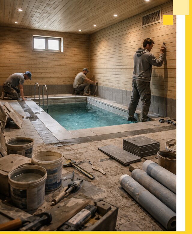 Строительство бани с бассейном и сауной под ключ в Апшеронске