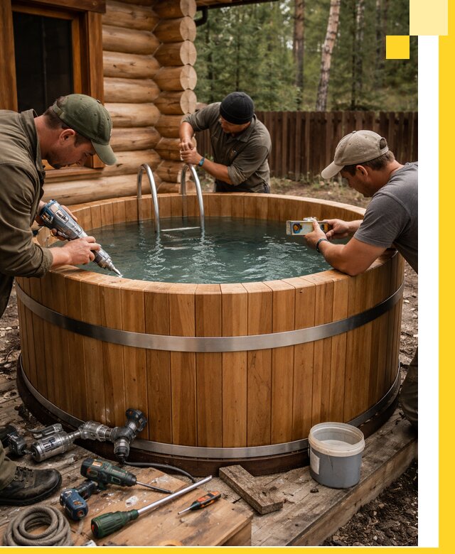 Строительство бань с купелью под ключ и отделкой в Апшеронске