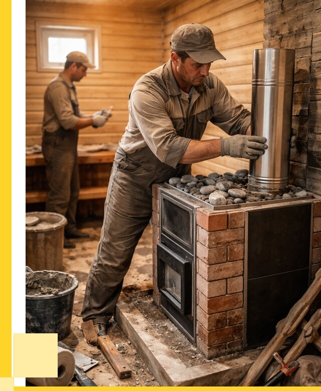 Монтаж печи в бане под ключ в Апшеронске от 20496 р. | ЭриданПшр