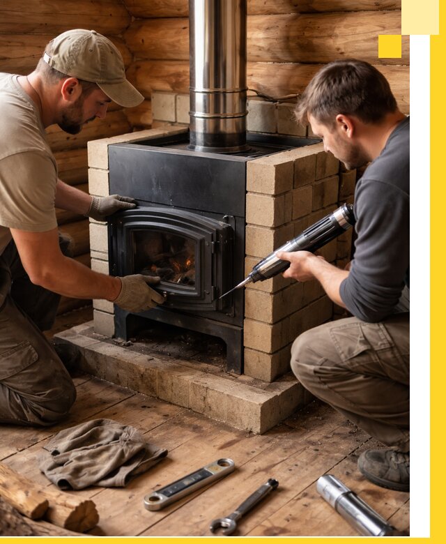 Монтаж и установка печи в бане под ключ с гарантией в Апшеронске