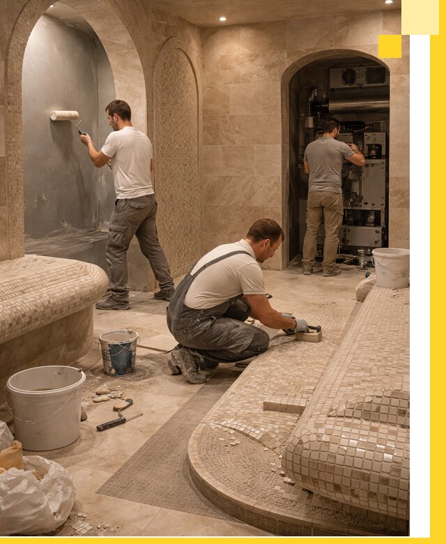 Строительство бани с хамамом и бассейном под ключ в Апшеронске