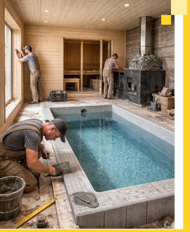 Проект бани с бассейном и сауной в Апшеронске под ключ