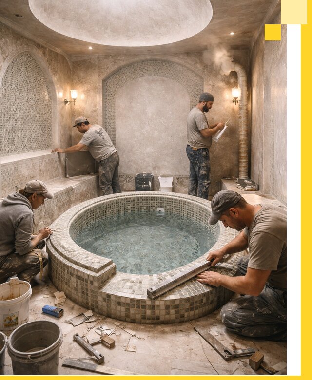 Профессиональное строительство хамама с бассейном в Апшеронске под ключ