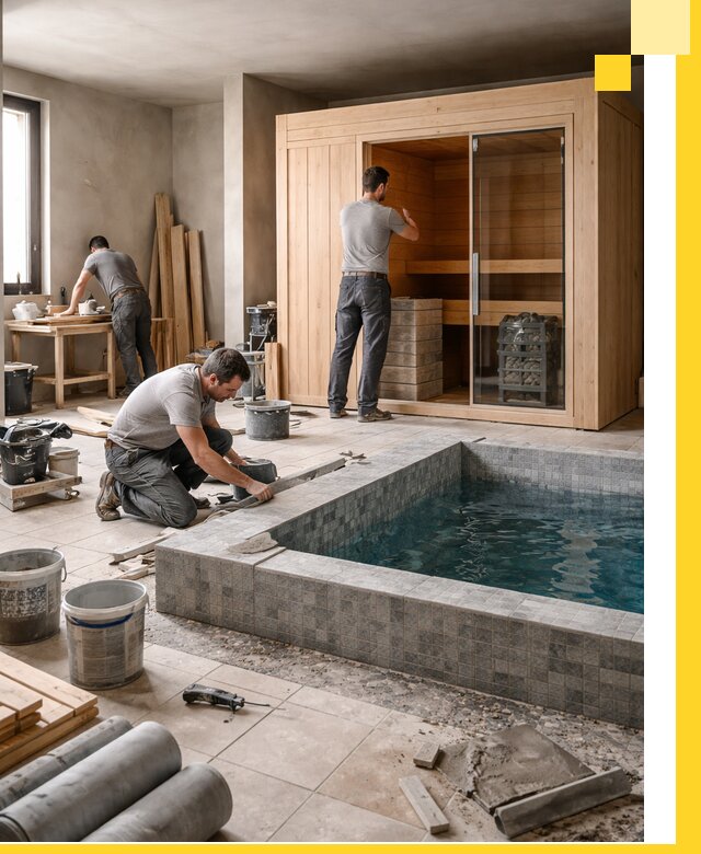 SPA зоны под ключ с бассейном сауной и печью в Апшеронске